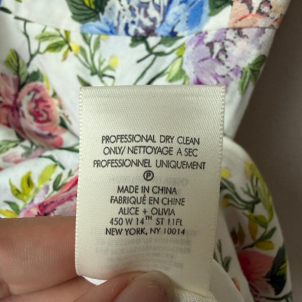 Alice + Olivia Trixie White Floral Mock Wrap Mini Dress Size 6 - Picture 6 of 6